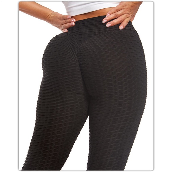 🌟Black Brazilian Style Bubble Textured Yoga Pants - Picture 6 of 12